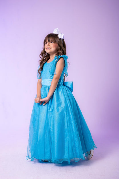 Vestido Longo Mel Azul Tiffany Para Festas Infantis