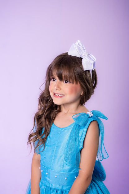 Vestido Longo Mel Azul Tiffany Para Festas Infantis