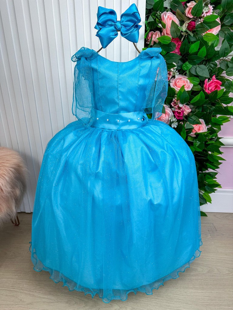 Vestido Longo Mel Azul Tiffany Para Festas Infantis