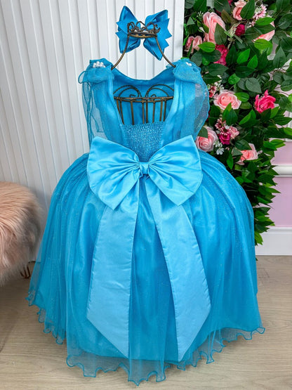 Vestido Longo Mel Azul Tiffany Para Festas Infantis