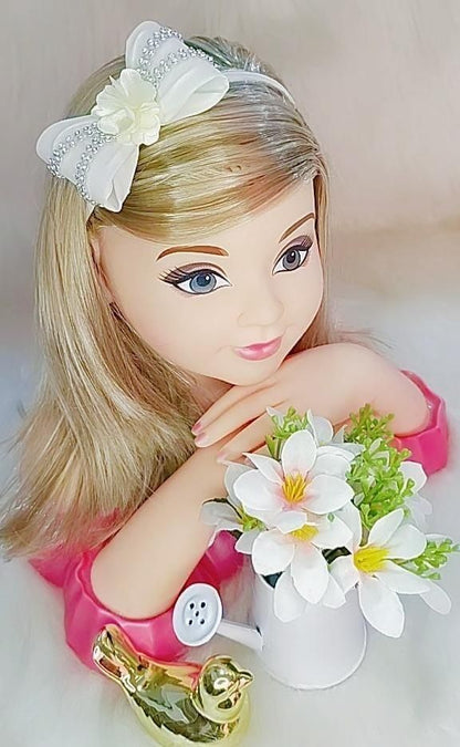 Faixinha de Cabelo Bebê Rosa em Meia de Seda com Laço Florzinha e Strass para Estilo Princesa