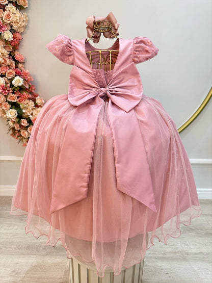 Vestido Infantil Rose C/ Renda Daminhas de Honra Longo