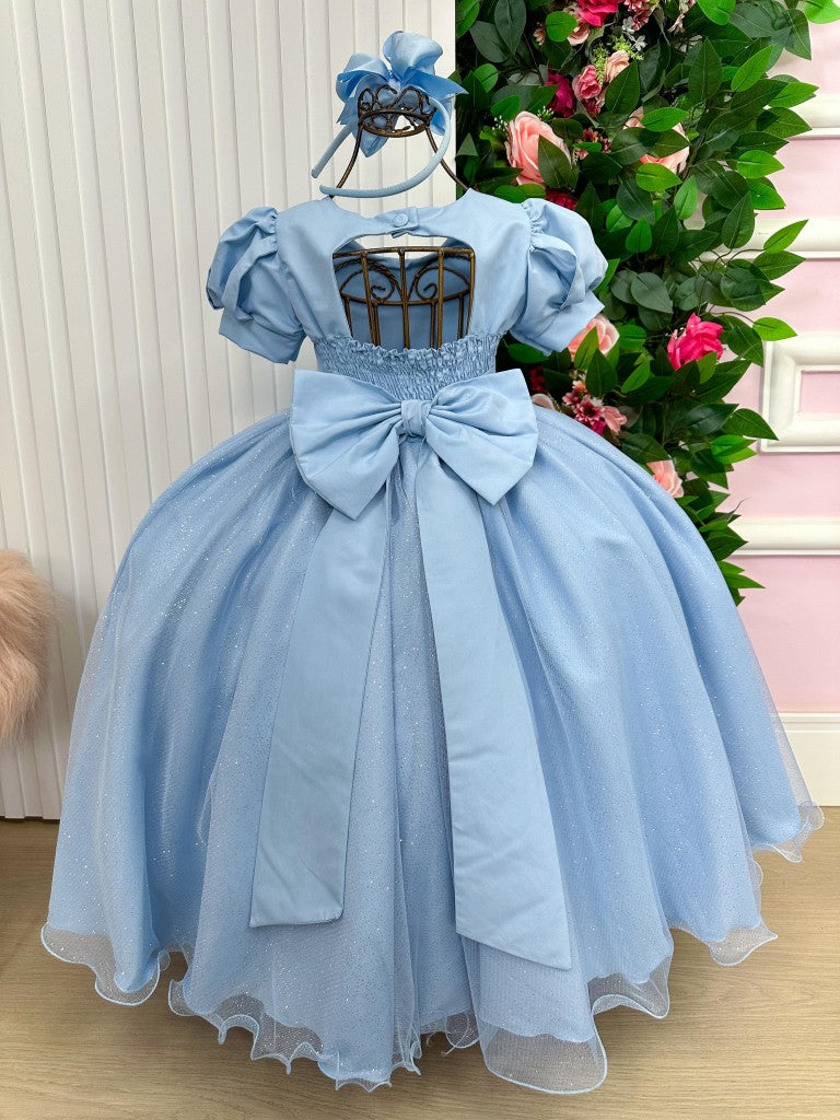 Vestido Fantasia Longo Princesa Azul para Crianças