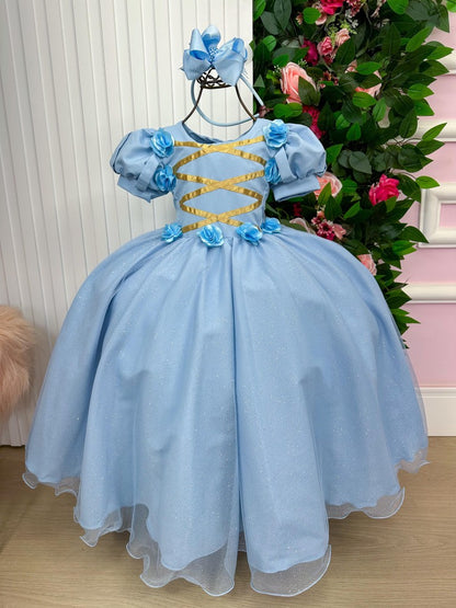 Vestido Fantasia Longo Princesa Azul para Crianças