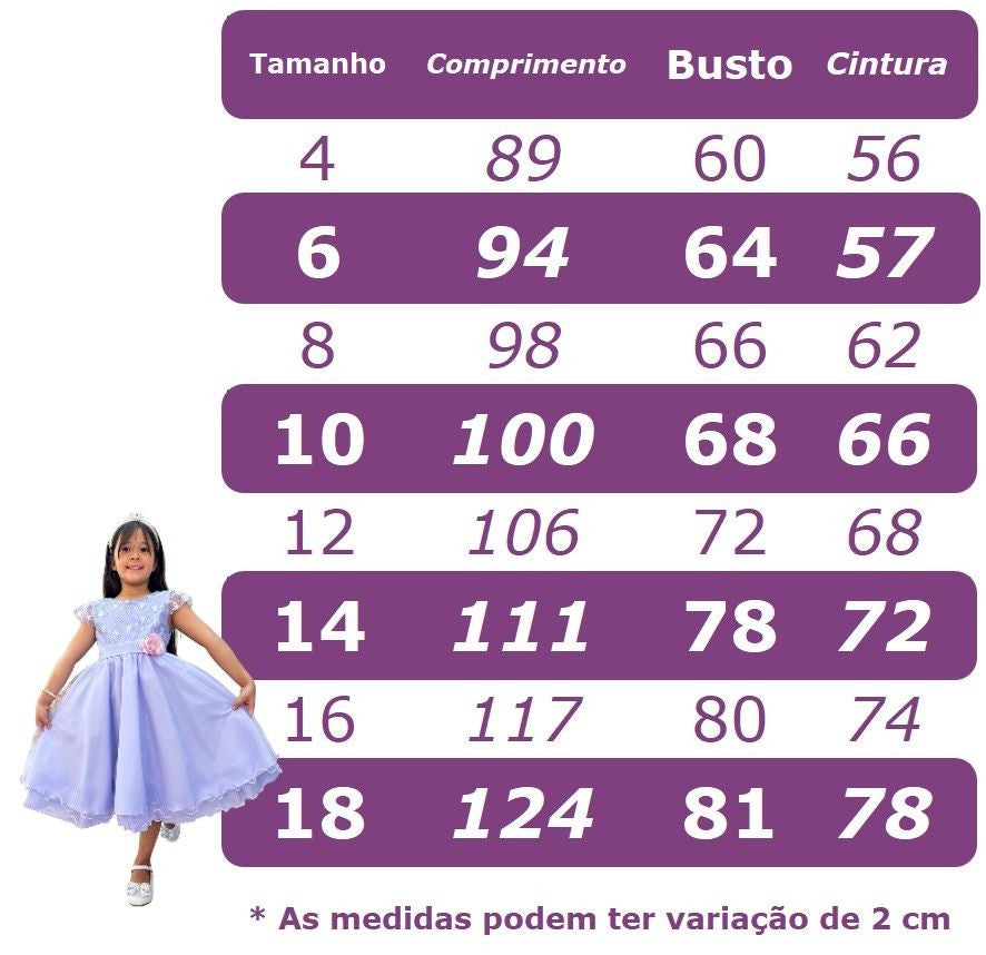 Vestido Infantil Longo Rosa Claro C/ Renda e Pérolas Damas