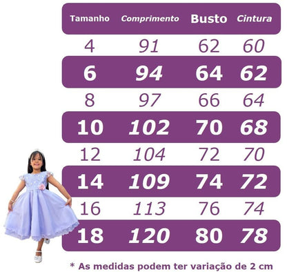 Vestido Infantil Branco em Tule com Aplique de Flores e Renda Delicada para Daminhas
