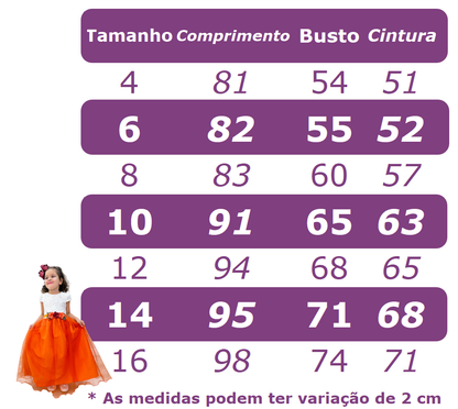 Vestido Infantil Branco em Cetim com Strass Saia Rodada para Casamento Luxo