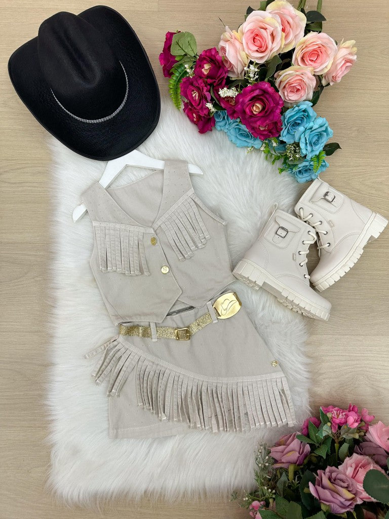 Conjunto Blogueirinha Boiadeira Jeans Off Casual Chic