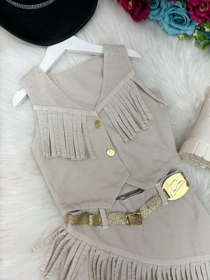 Conjunto Blogueirinha Boiadeira Jeans Off Casual Chic