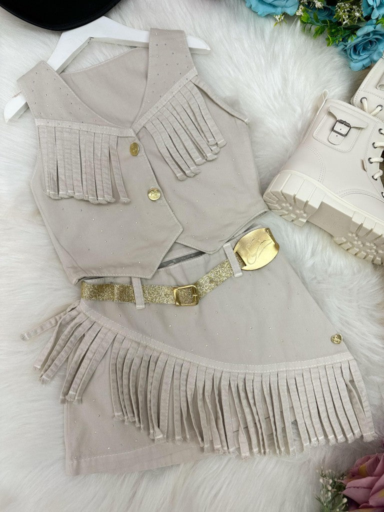 Conjunto Blogueirinha Boiadeira Jeans Off Casual Chic