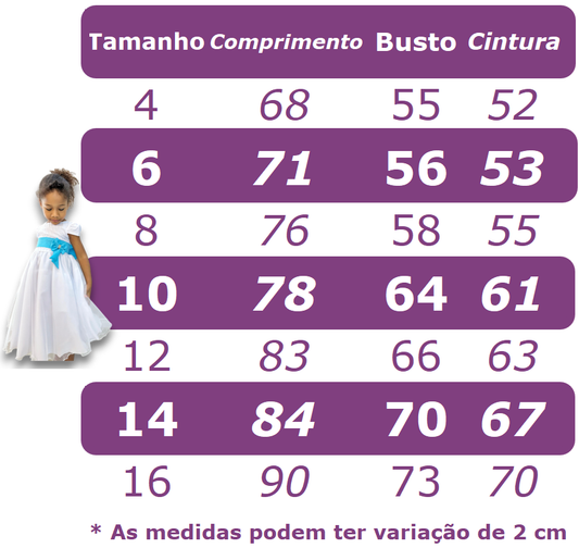 Vestido Infantil Branco em Tule com Apliques de Flores e Renda Delicada para Daminhas