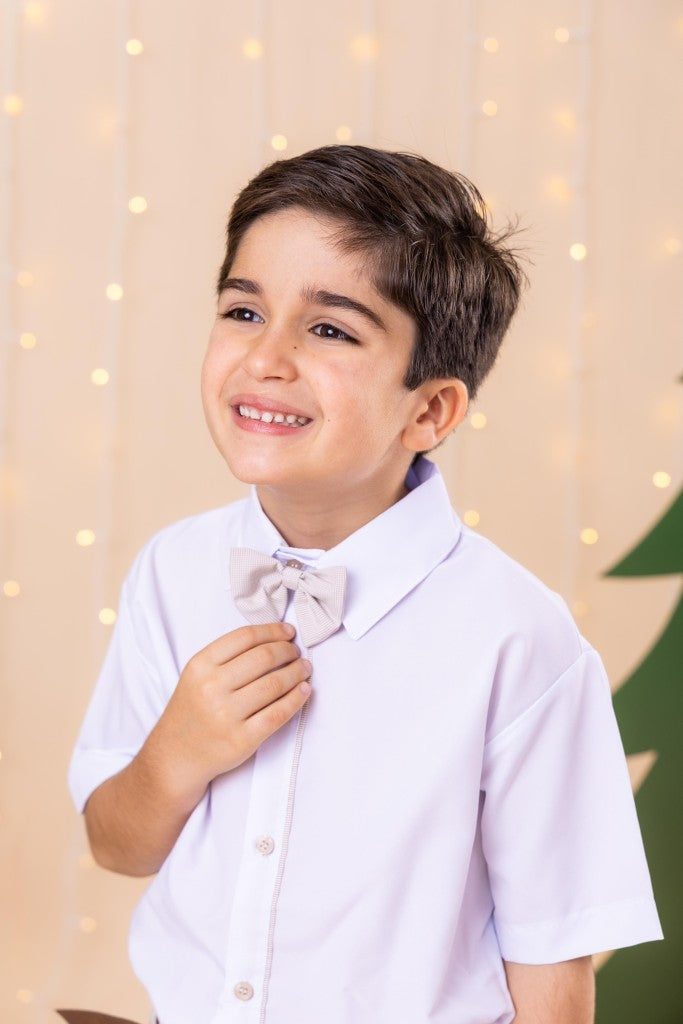 Conjunto Social Linho Shorts Estampado Elegância Moderna