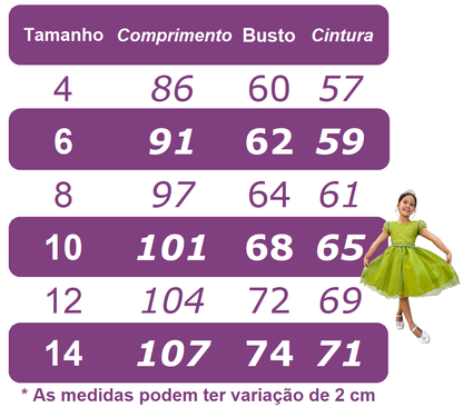Vestido Infantil Branco em Tule com Apliques Saia Rodada para Daminhas