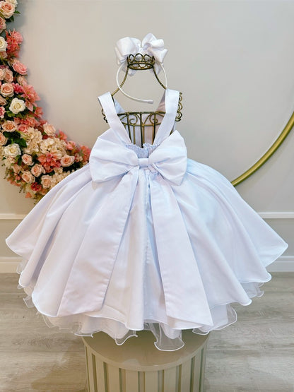 Vestido Infantil Branco em Renda com Saia Rodada para Daminhas