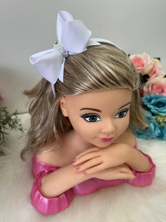 Tiara Infantil Branca em Perolado com Strass e Design Elegante para Estilo Princesa