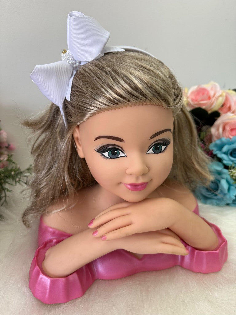 Tiara Infantil Branca em Perolado com Strass e Design Elegante para Estilo Princesa