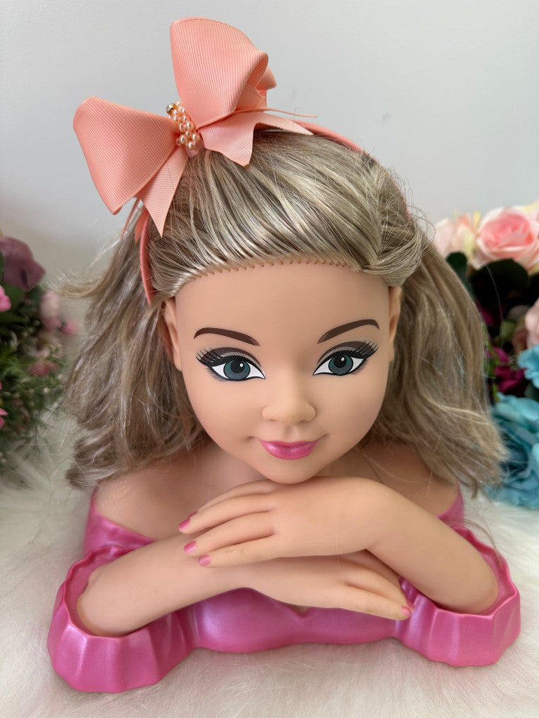 Tiara Infantil Pessego em Cetim com Pérolas e Strass para Estilo Princesa