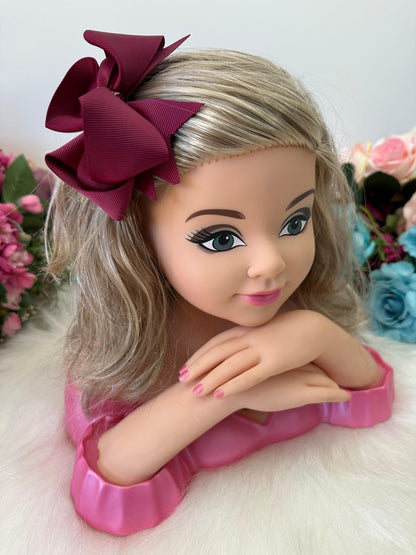 Laço Infantil Marsala em Cetim com Detalhes em Pérolas e Strass para Estilo Princesa