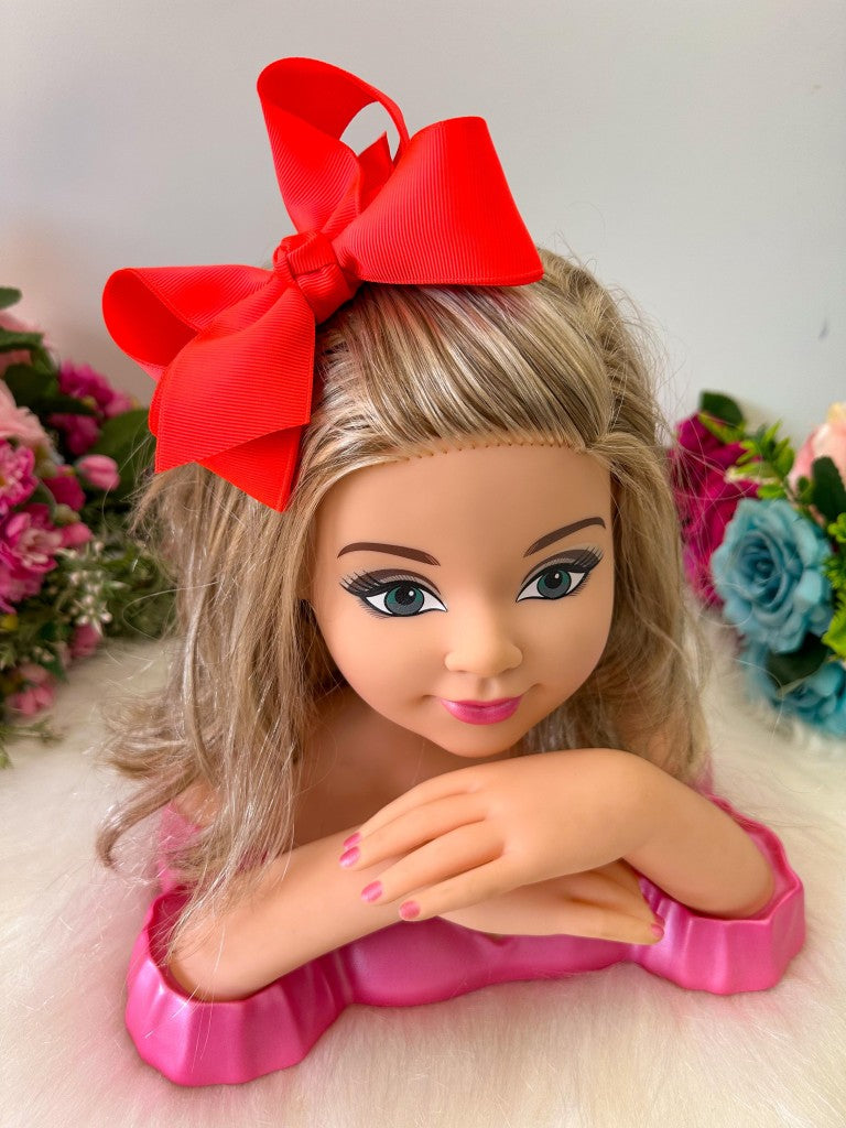 Laço Infantil Laranja Fluorescente em Renda com Detalhes Elegantes para Estilo Princesa