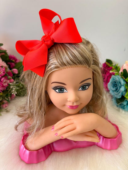 Laço Infantil Laranja Fluorescente em Renda com Detalhes Elegantes para Estilo Princesa