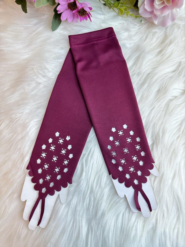 Luva Infantil Luxo Rosa em Cetim com Detalhes Elegantes para Festa de Aniversár