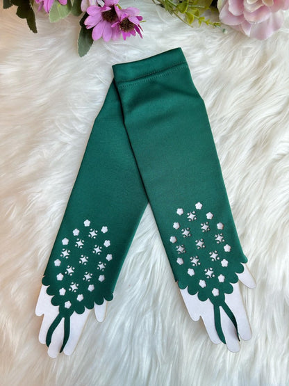 Luva Infantil Luxo Rosa em Cetim com Detalhes Elegantes para Festa de Aniversár