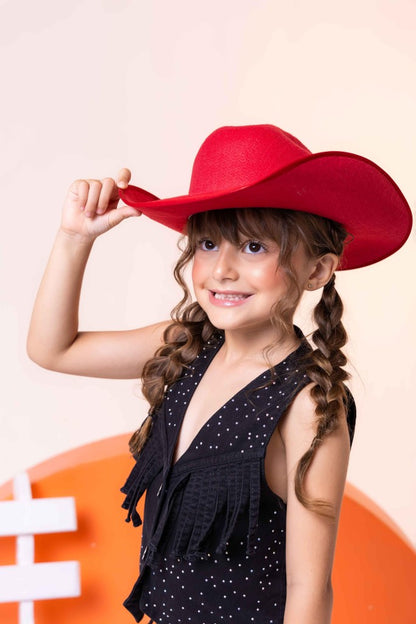 Conjunto Blogueirinha Boiadeira Jeans Preto Estiloso