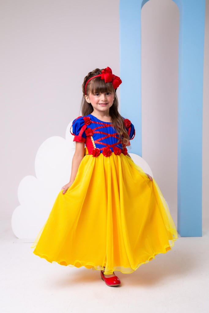 Vestido Fantasia Longa Infantil Snow White Bella Child