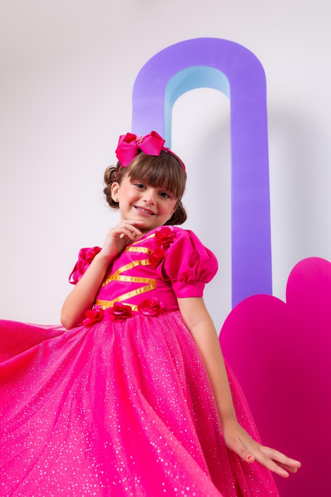 Vestido Infantil/Fantasia Longa Princesa Aurora Rosa