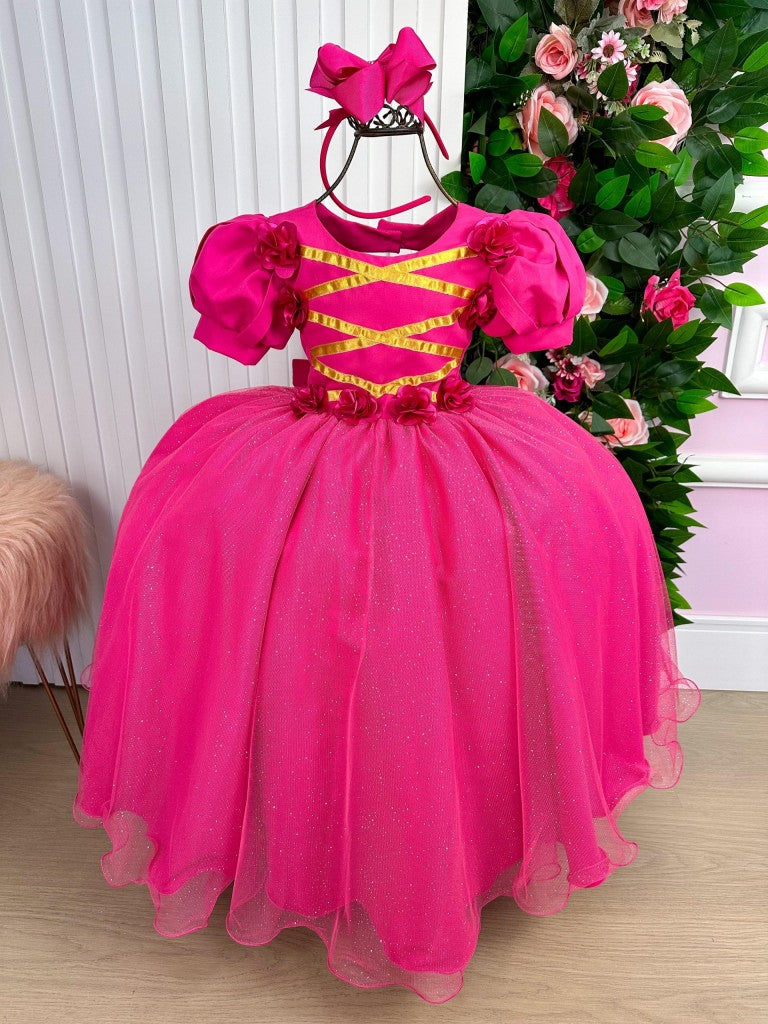 Vestido Infantil/Fantasia Longa Princesa Aurora Rosa