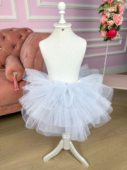 Saia de Armação Infantil em Tule Branco – 3 Camadas para Vestidos de Festa