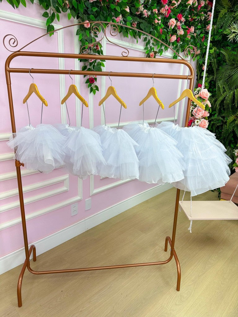 Saia de Armação Infantil em Tule Branco – 3 Camadas para Vestidos de Festa