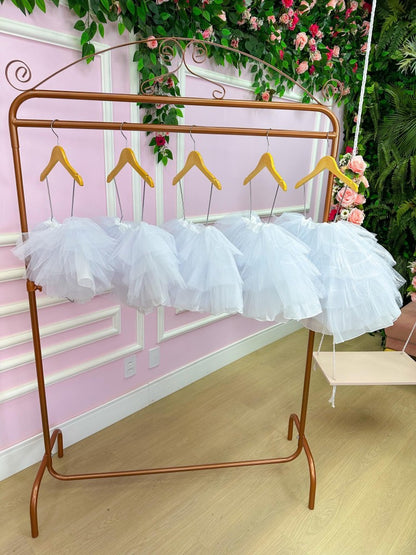 Saia de Armação Infantil em Tule Branco – 3 Camadas para Vestidos de Festa