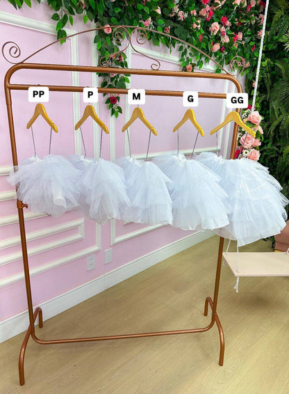 Saia de Armação Infantil em Tule Branco – 3 Camadas para Vestidos de Festa