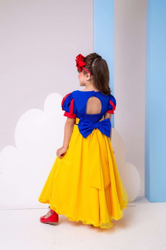 Vestido Fantasia Longa Infantil Snow White Bella Child