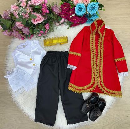 Fantasia Conde Vermelho com Capa e Coroa