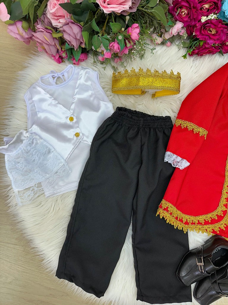 Fantasia Conde Vermelho com Capa e Coroa