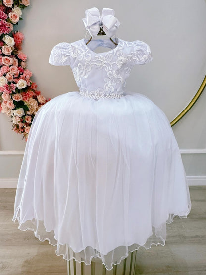 Vestido Infantil Branco Busto C/ Renda