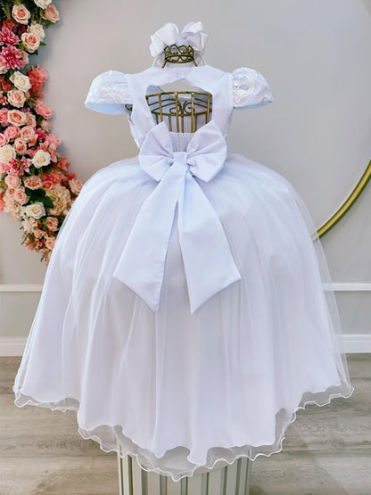 Vestido Infantil Branco Busto C/ Renda
