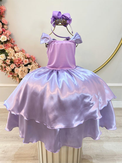 Fantasia Infantil Lilás Princesas Sofia e Rapunzel Festas