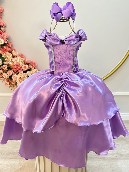 Fantasia Infantil Princesas Sofia e Rapunzel Lilás