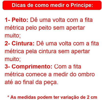 Conjunto Fantasia Príncipe Festas Luxo