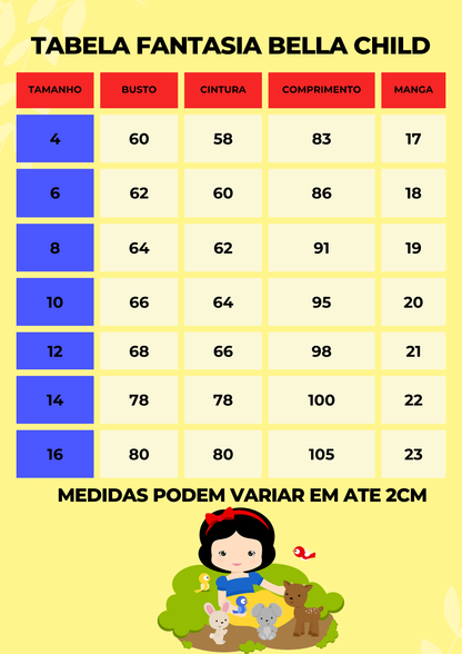 Vestido Fantasia Longa Infantil Snow White Bella Child