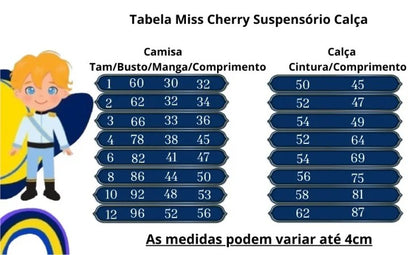 Conjunto Social Infantil Marsala em Microfibra com Gravata Borboleta e Suspensório para Festa