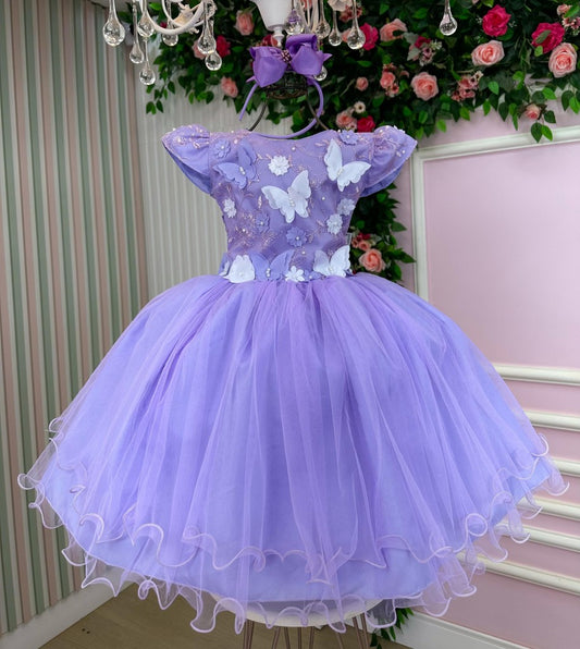 Vestido Marie Jardim Encantado Lilás