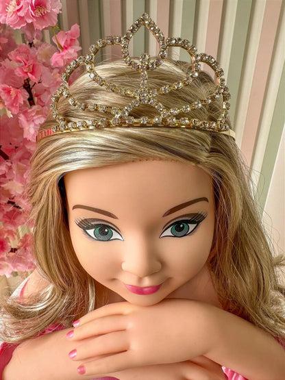 Coroa Infantil Dourada em Strass com Brilho Elegante para Estilo Princesa