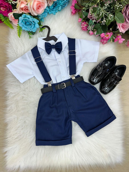 Conjunto Social Infantil Azul Marinho em Algodão com Blazer Incluso para Festa
