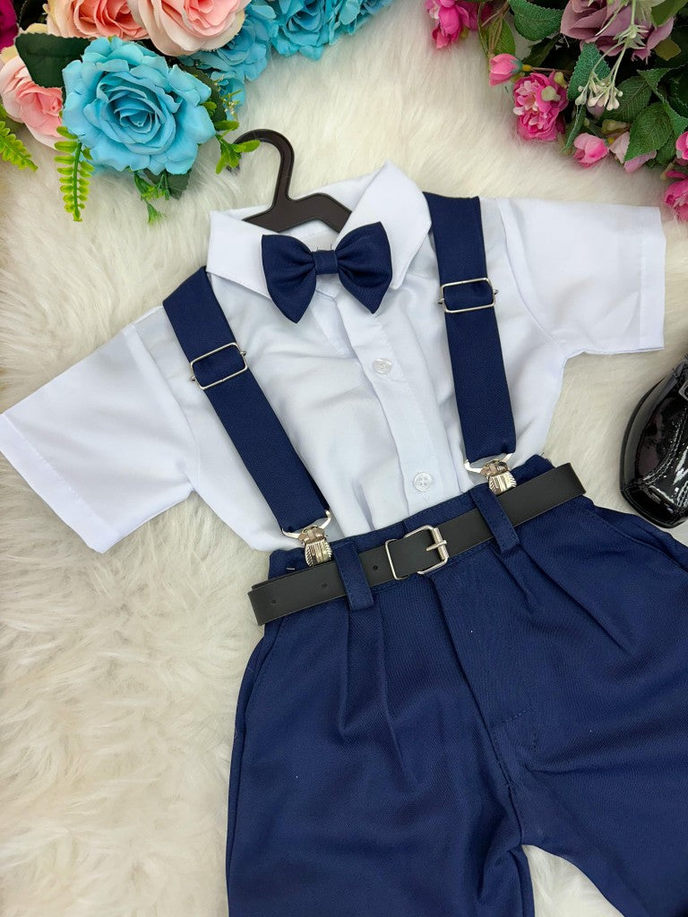 Conjunto Social Infantil Azul Marinho em Algodão com Blazer Incluso para Festa