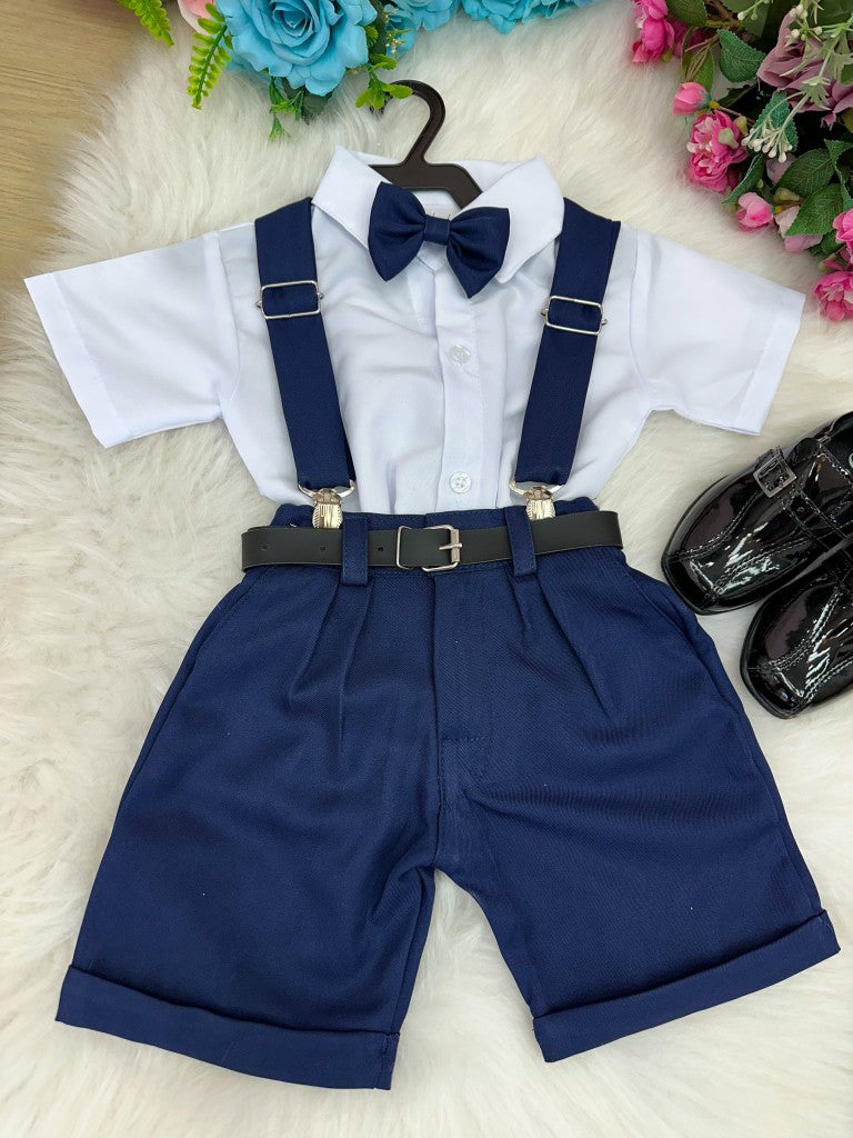 Conjunto Social Infantil Azul Marinho em Algodão com Blazer Incluso para Festa
