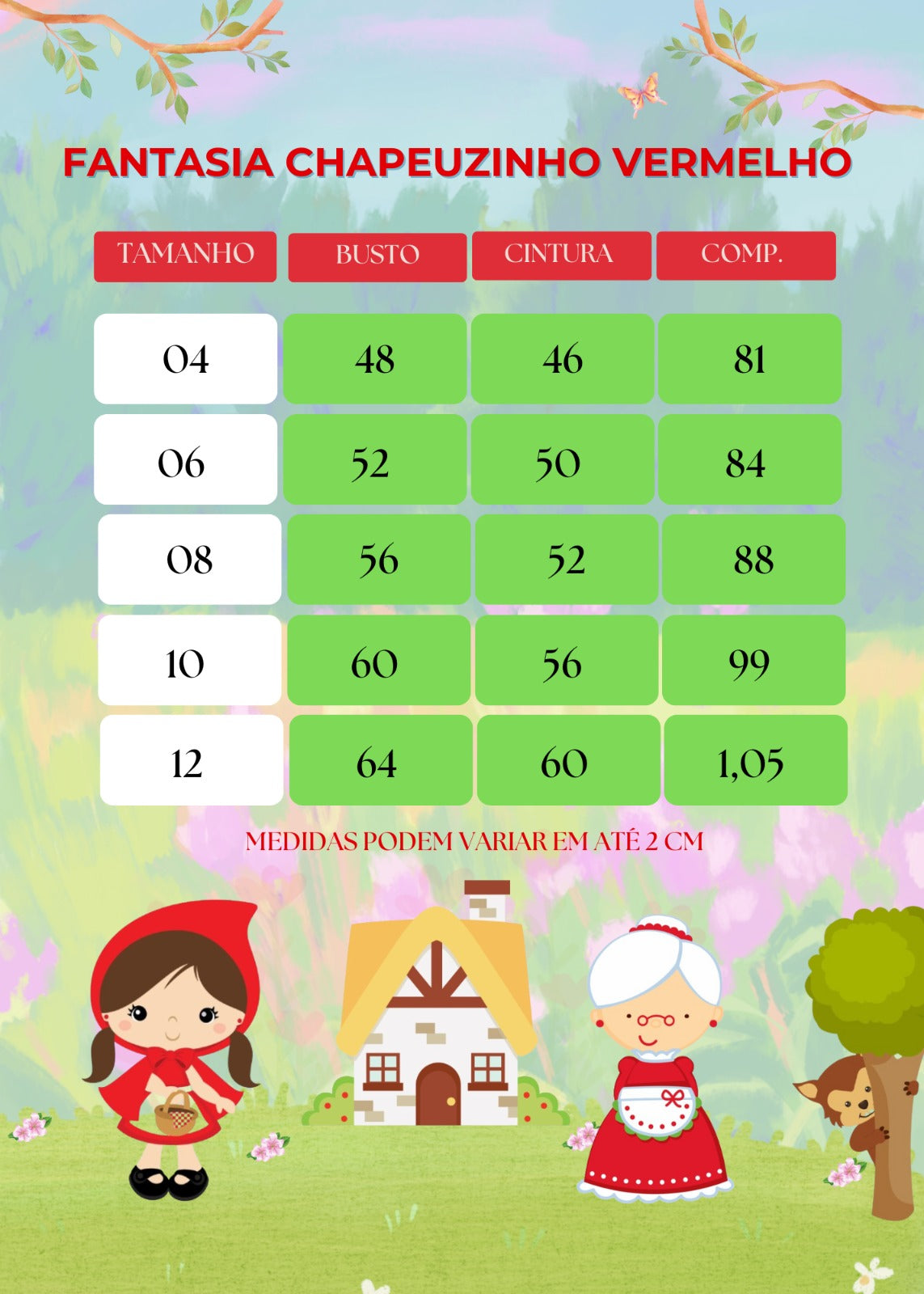 Fantasia Princesa Belli Chapeuzinho Vermelho